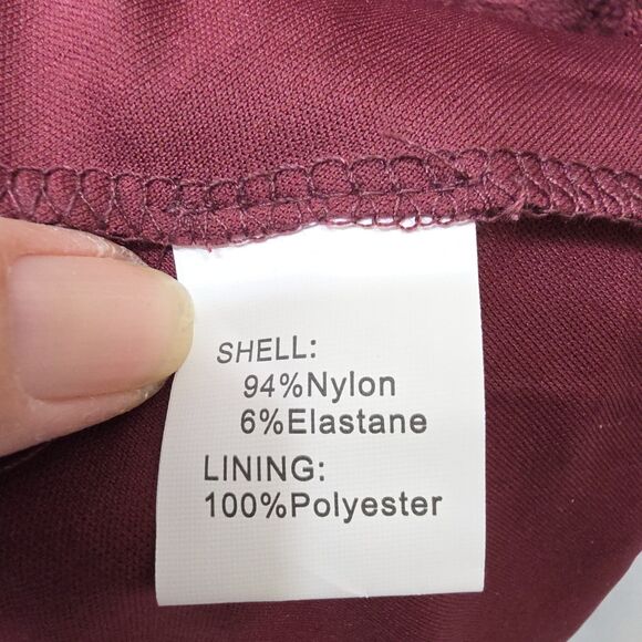 DRESSYSTAR Midi A-line Dress Lace Overlay Fit and Flare Burgandy 3/4 Sleeves XL - Picture 9 of 11